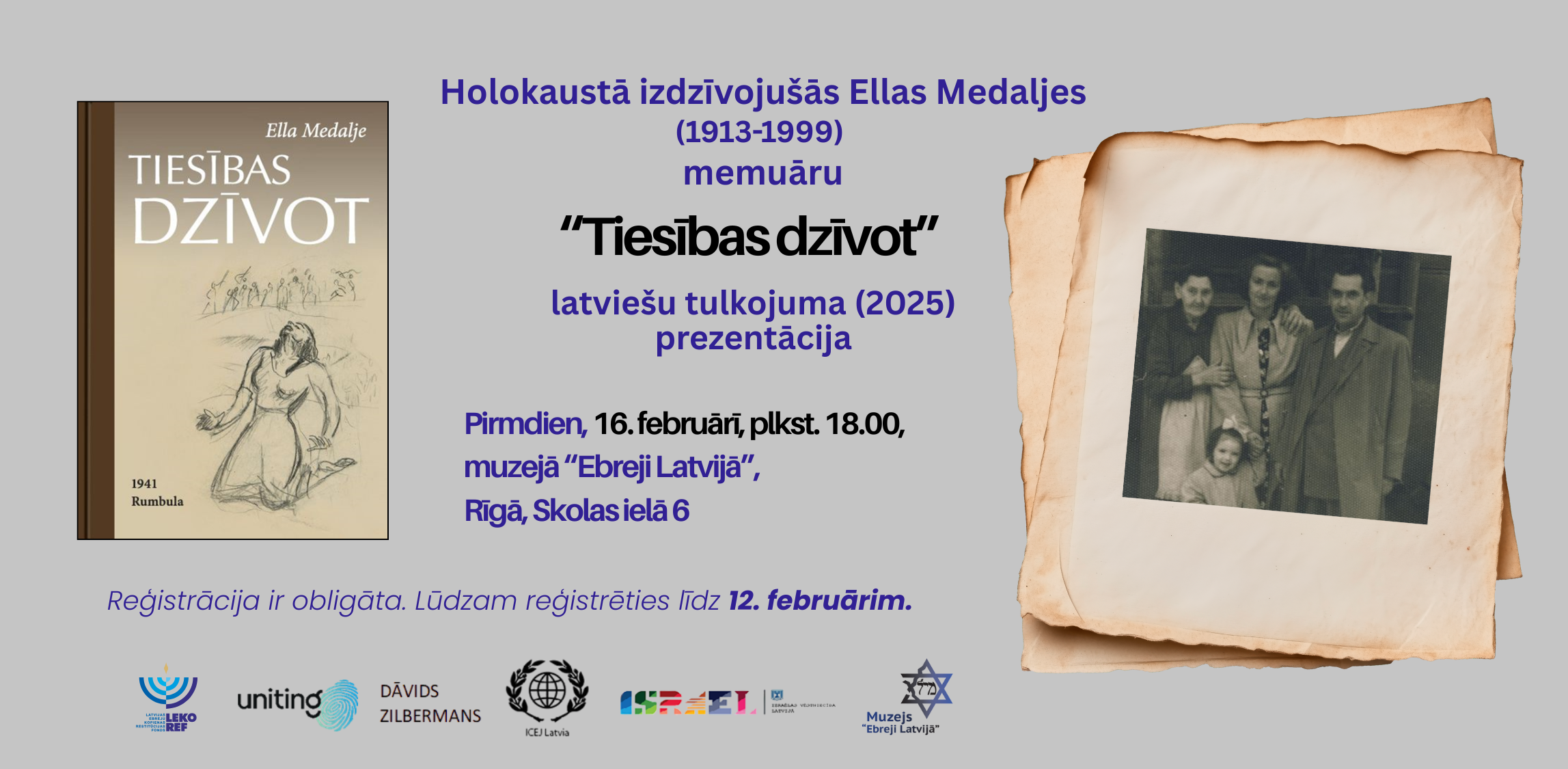 Grāmatas “Tiesības dzīvot” prezentācija: Ellas Medaljes dzīvesstāsts — Rumbulas masu slepkavību izdzīvojusī